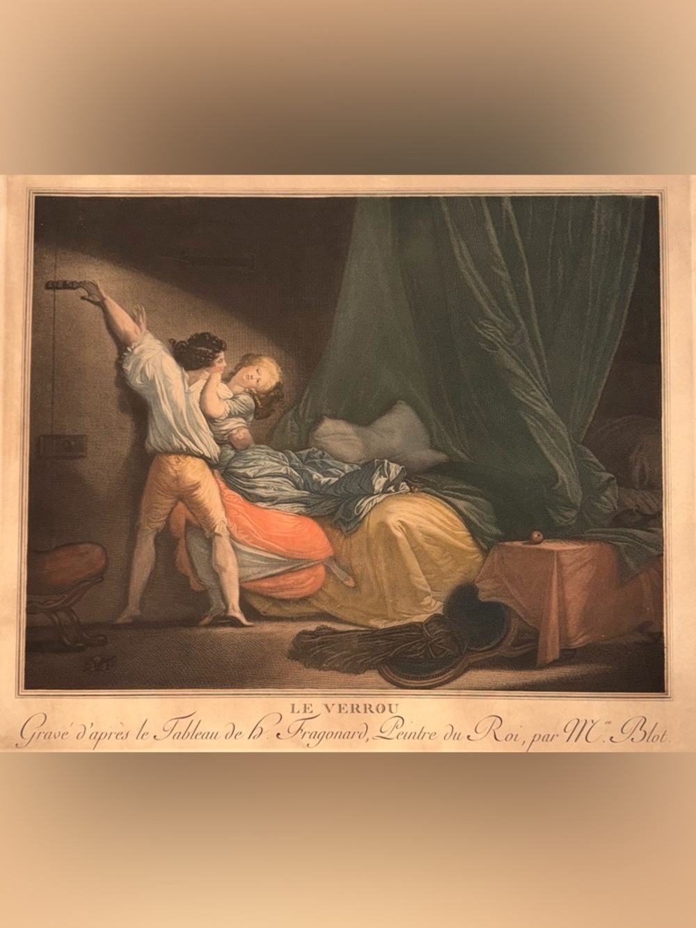 Fragonard Reproduction Print “Le Verrou” - Multi-Color French Romantic Scene